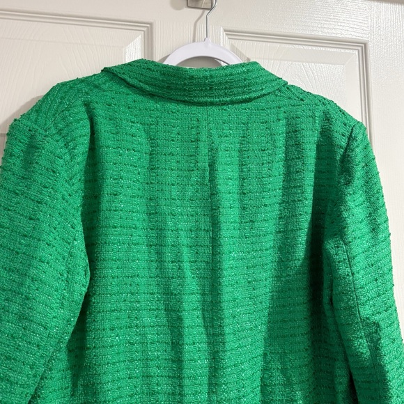 Zara Textured Double Breasted Blazer Tweed Longline Fall Boho Green Sz Large NWT - Picture 10 of 11